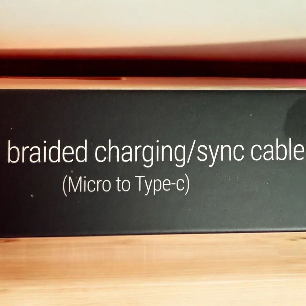 2-in-1 Braided Charging/Sync Cable - Silver and Red